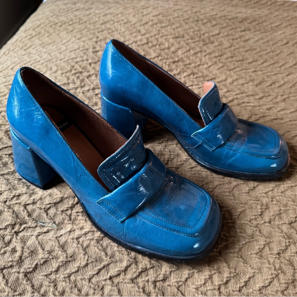 Ángel Alarcon Blue leather Heel Loafers